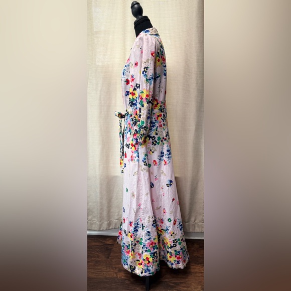 Boden Clara Linen Maxi Shirt Dress Cluster Floral Print Sz 8 Boho Chic Spring - Picture 7 of 16